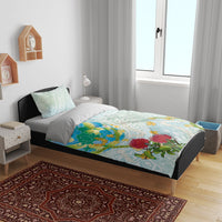 Japanese and Hawaiian Culture Fusion Bedding Set Irezumi with Turtles and Lei Kakau Pattern Fresh Vibe