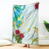 Japanese and Hawaiian Culture Fusion Blanket Irezumi with Turtles and Lei Kakau Pattern Fresh Vibe