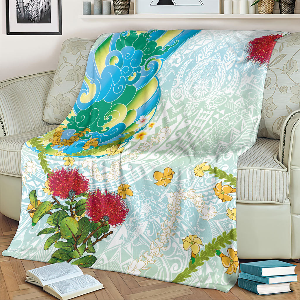 Japanese and Hawaiian Culture Fusion Blanket Irezumi with Turtles and Lei Kakau Pattern Fresh Vibe