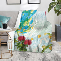 Japanese and Hawaiian Culture Fusion Blanket Irezumi with Turtles and Lei Kakau Pattern Fresh Vibe