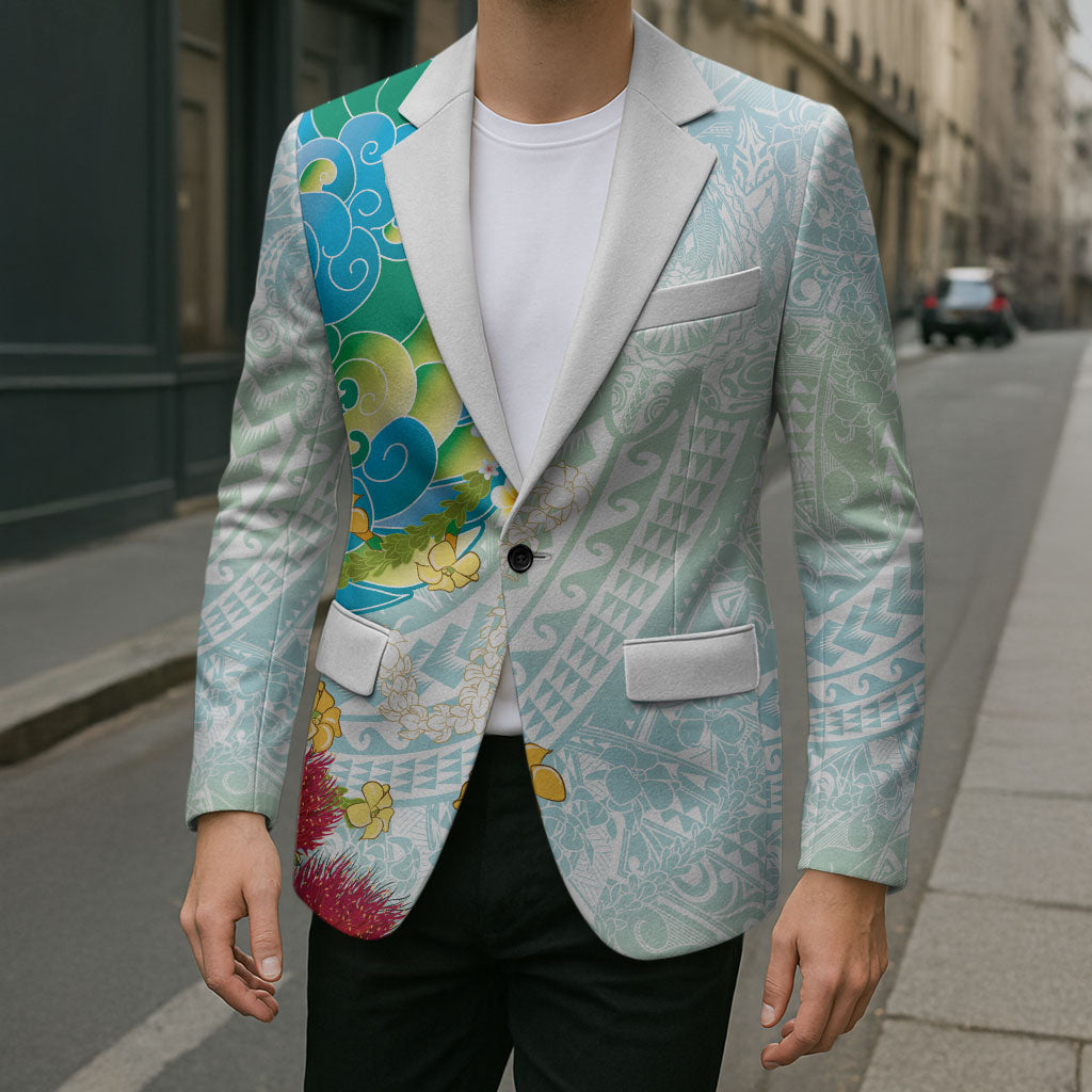 Japanese and Hawaiian Culture Fusion Blazer Irezumi with Turtles and Lei Kakau Pattern Fresh Vibe