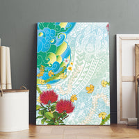 Japanese and Hawaiian Culture Fusion Canvas Wall Art Irezumi with Turtles and Lei Kakau Pattern Fresh Vibe