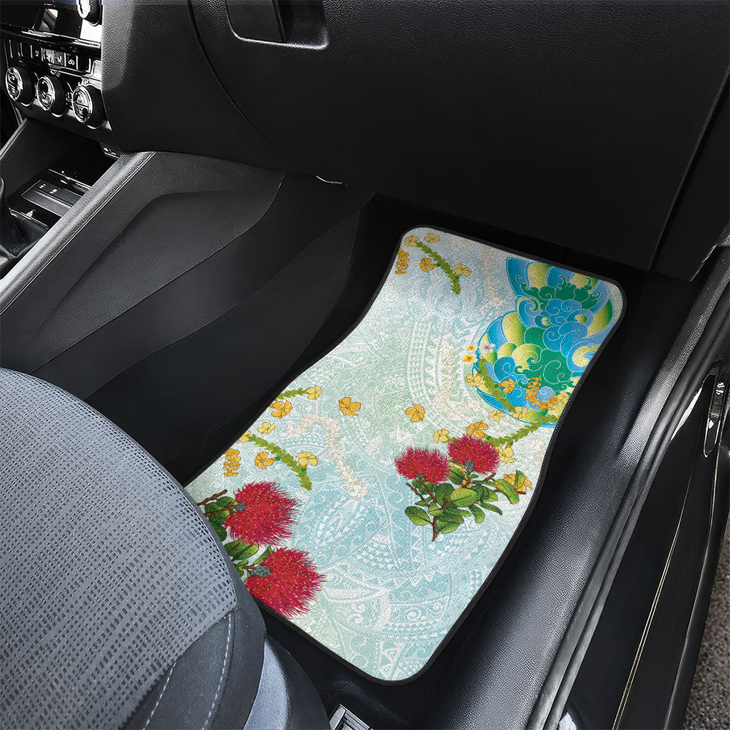 Japanese and Hawaiian Culture Fusion Car Mats Irezumi with Turtles and Lei Kakau Pattern Fresh Vibe