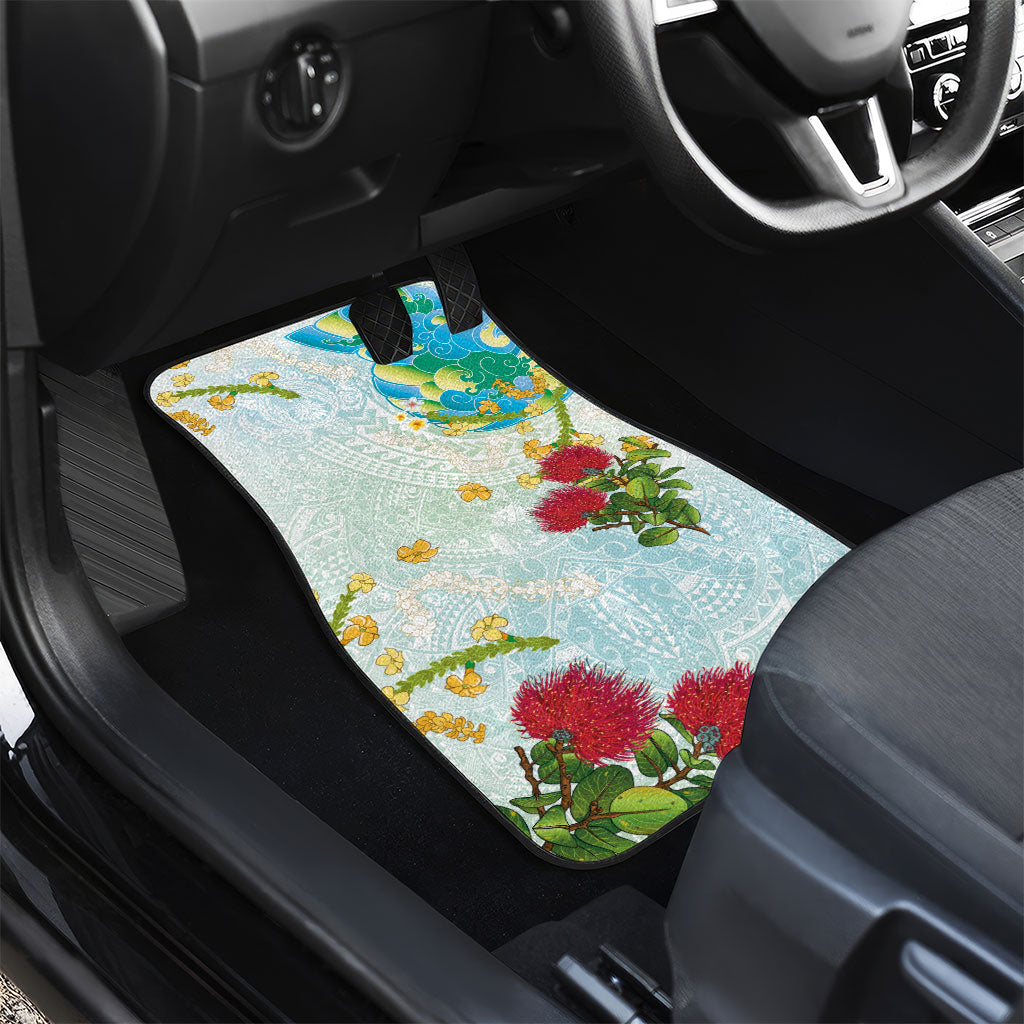 Japanese and Hawaiian Culture Fusion Car Mats Irezumi with Turtles and Lei Kakau Pattern Fresh Vibe