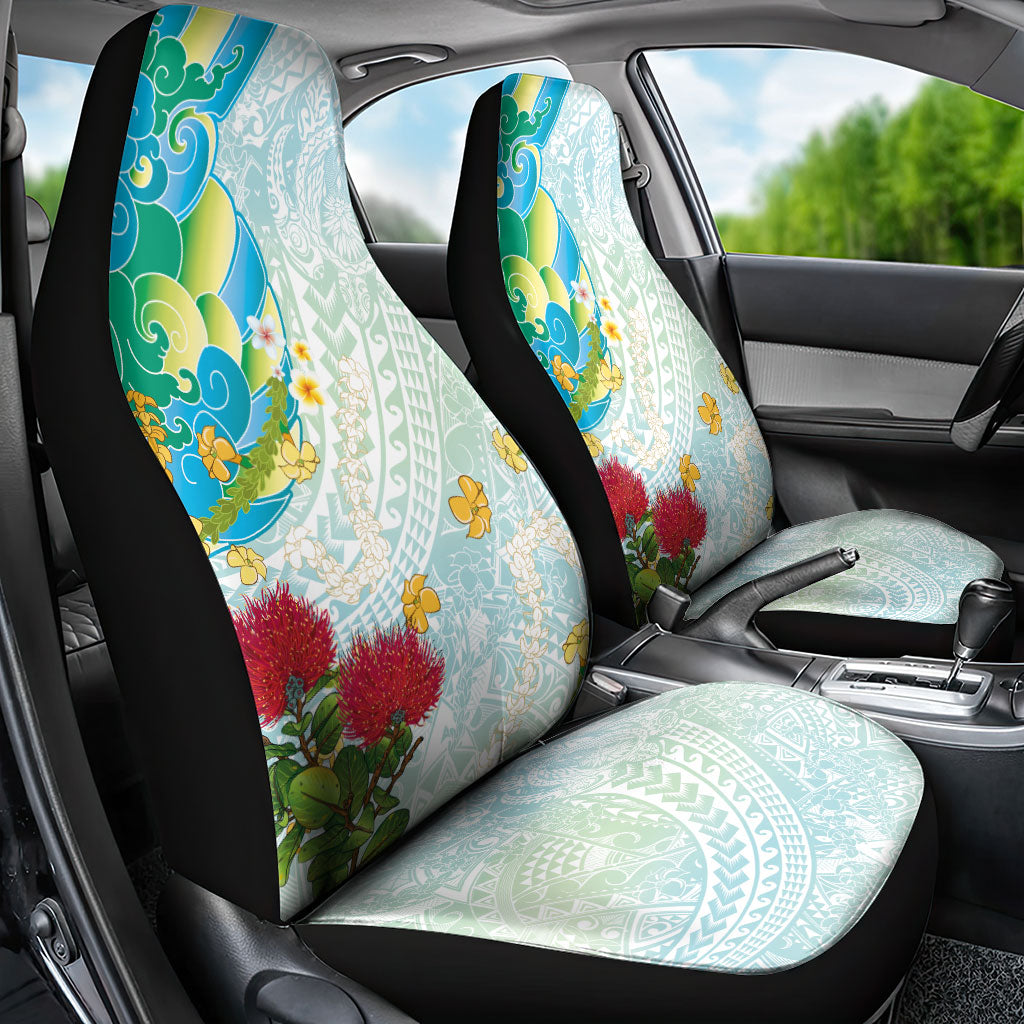 Japanese and Hawaiian Culture Fusion Car Seat Cover Irezumi with Turtles and Lei Kakau Pattern Fresh Vibe