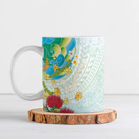 Japanese and Hawaiian Culture Fusion Ceramic Mug Irezumi with Turtles and Lei Kakau Pattern Fresh Vibe