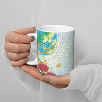 Japanese and Hawaiian Culture Fusion Ceramic Mug Irezumi with Turtles and Lei Kakau Pattern Fresh Vibe