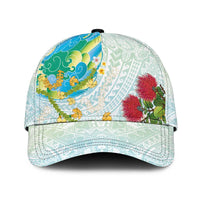 Japanese and Hawaiian Culture Fusion Classic Cap Irezumi with Turtles and Lei Kakau Pattern Fresh Vibe