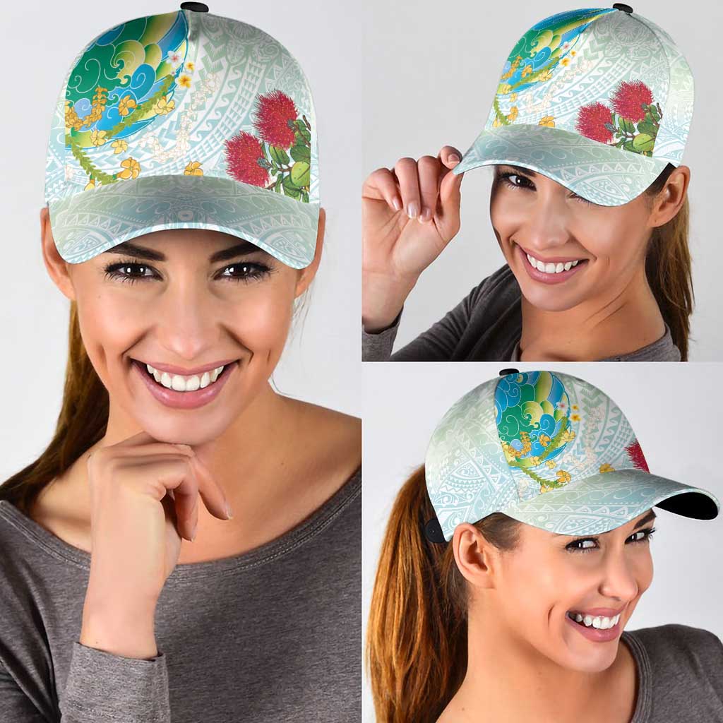 Japanese and Hawaiian Culture Fusion Classic Cap Irezumi with Turtles and Lei Kakau Pattern Fresh Vibe