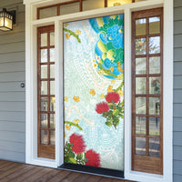 Japanese and Hawaiian Culture Fusion Door Cover Irezumi with Turtles and Lei Kakau Pattern Fresh Vibe