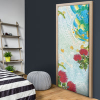 Japanese and Hawaiian Culture Fusion Door Cover Irezumi with Turtles and Lei Kakau Pattern Fresh Vibe