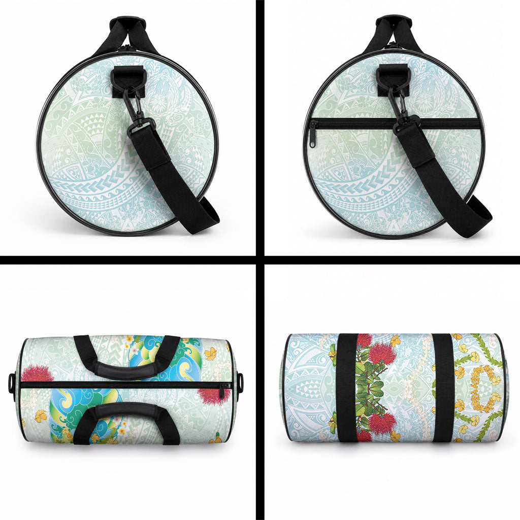 Japanese and Hawaiian Culture Fusion Duffle Bag Irezumi with Turtles and Lei Kakau Pattern Fresh Vibe