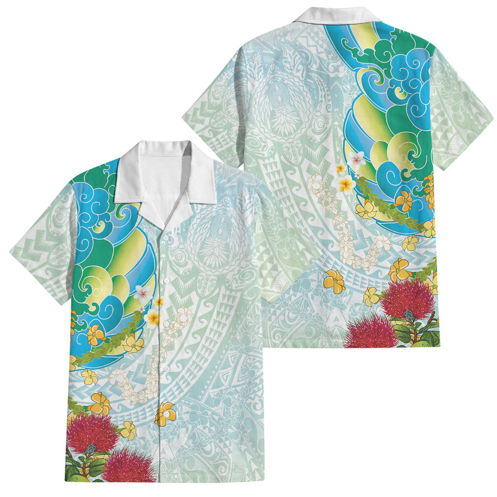 Japanese and Hawaiian Culture Fusion Family Matching Off The Shoulder Long Sleeve Dress and Hawaiian Shirt Irezumi with Turtles and Lei Kakau Pattern Fresh Vibe