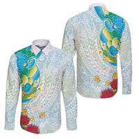 Japanese and Hawaiian Culture Fusion Family Matching Off Shoulder Maxi Dress and Hawaiian Shirt Irezumi with Turtles and Lei Kakau Pattern Fresh Vibe