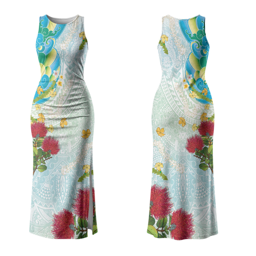 Japanese and Hawaiian Culture Fusion Family Matching Tank Maxi Dress and Hawaiian Shirt Irezumi with Turtles and Lei Kakau Pattern Fresh Vibe