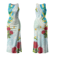 Japanese and Hawaiian Culture Fusion Family Matching Tank Maxi Dress and Hawaiian Shirt Irezumi with Turtles and Lei Kakau Pattern Fresh Vibe