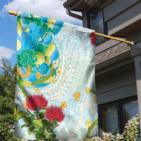 Japanese and Hawaiian Culture Fusion Garden Flag Irezumi with Turtles and Lei Kakau Pattern Fresh Vibe