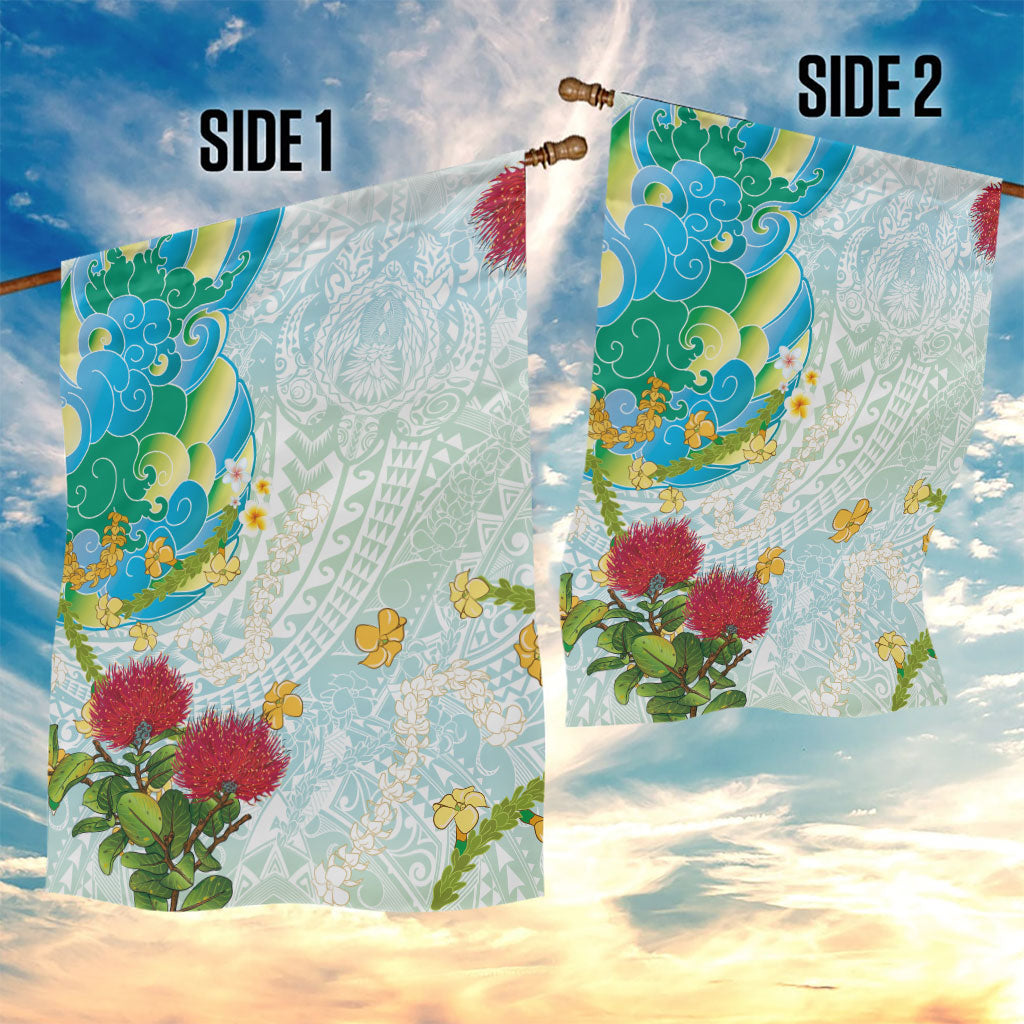 Japanese and Hawaiian Culture Fusion Garden Flag Irezumi with Turtles and Lei Kakau Pattern Fresh Vibe