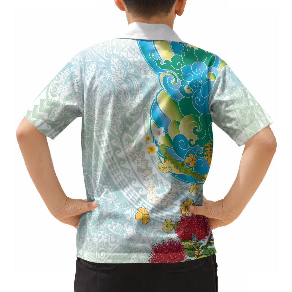 Japanese and Hawaiian Culture Fusion Hawaiian Shirt Irezumi with Turtles and Lei Kakau Pattern Fresh Vibe
