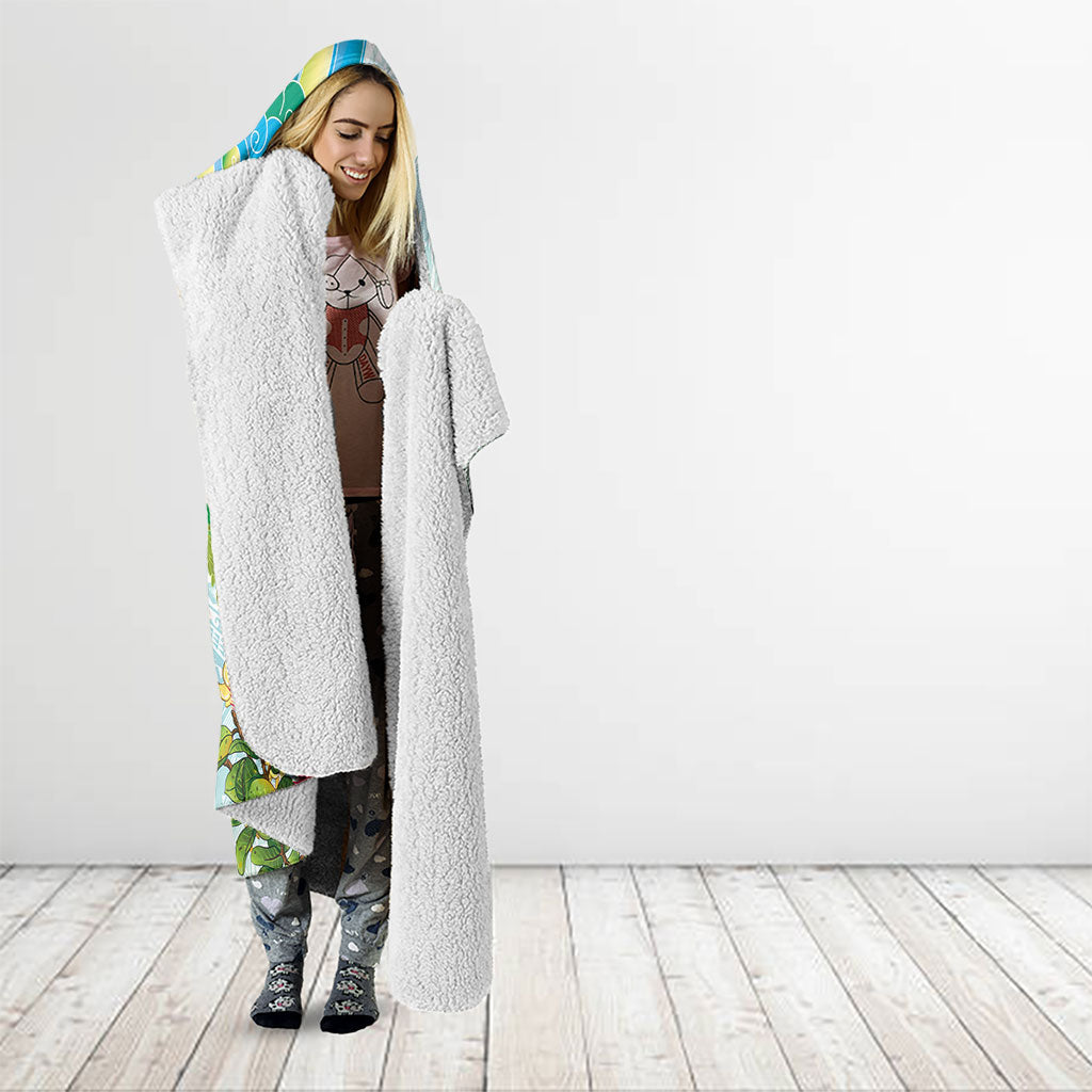 Japanese and Hawaiian Culture Fusion Hooded Blanket Irezumi with Turtles and Lei Kakau Pattern Fresh Vibe