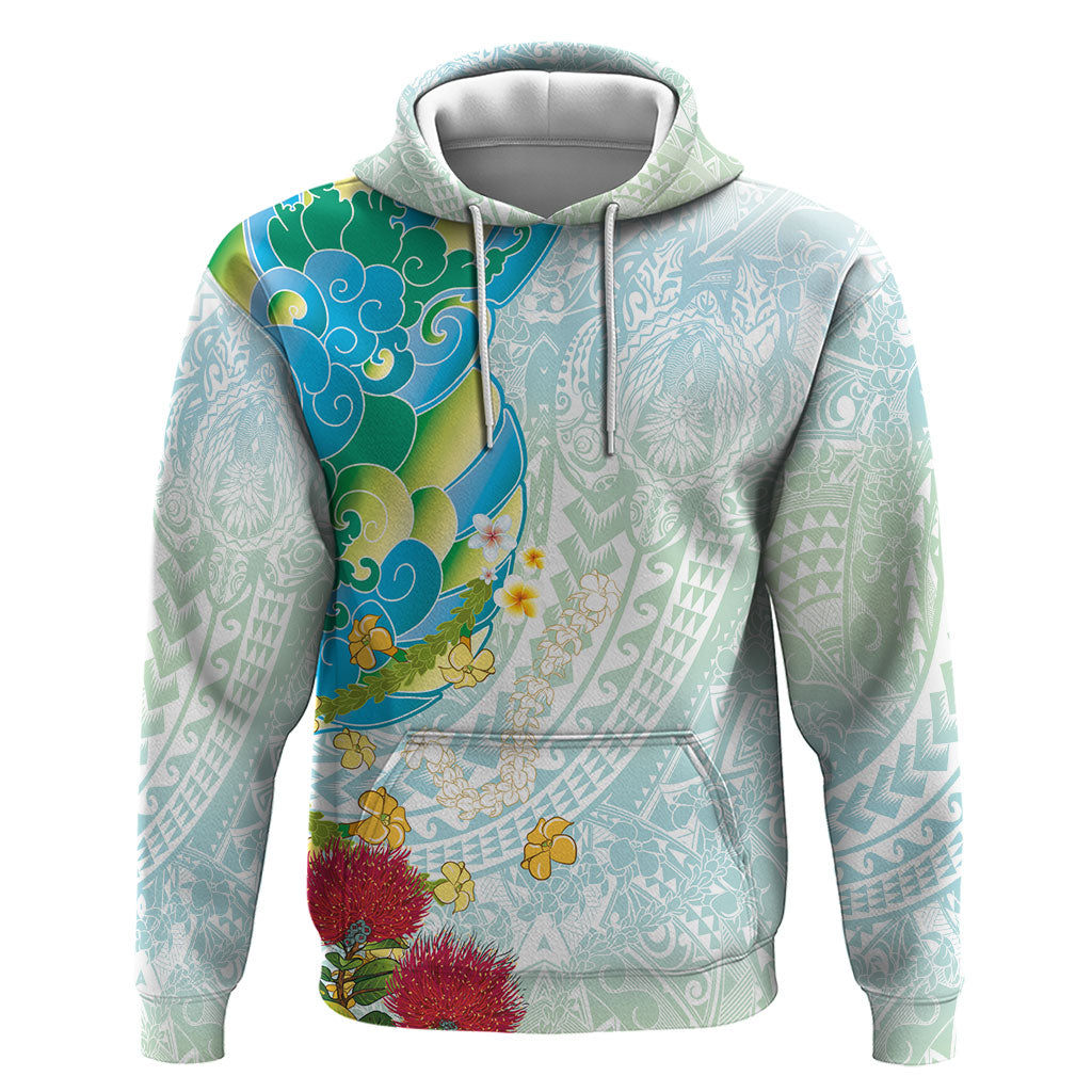 Japanese and Hawaiian Culture Fusion Hoodie Irezumi with Turtles and Lei Kakau Pattern Fresh Vibe