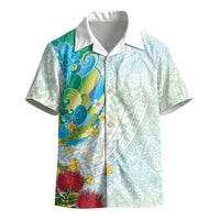 Japanese and Hawaiian Culture Fusion Kid Hawaiian Shirt Irezumi with Turtles and Lei Kakau Pattern Fresh Vibe