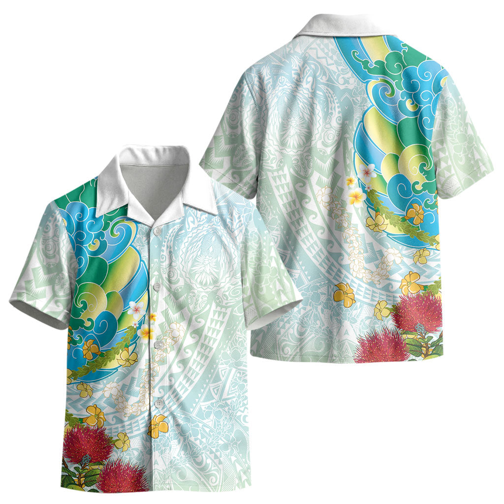 Japanese and Hawaiian Culture Fusion Kid Hawaiian Shirt Irezumi with Turtles and Lei Kakau Pattern Fresh Vibe