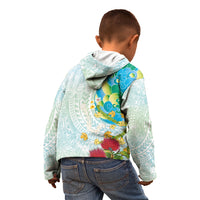 Japanese and Hawaiian Culture Fusion Kid Hoodie Irezumi with Turtles and Lei Kakau Pattern Fresh Vibe