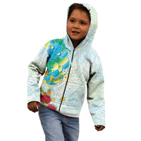 Japanese and Hawaiian Culture Fusion Kid Hoodie Irezumi with Turtles and Lei Kakau Pattern Fresh Vibe