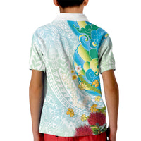 Japanese and Hawaiian Culture Fusion Kid Polo Shirt Irezumi with Turtles and Lei Kakau Pattern Fresh Vibe