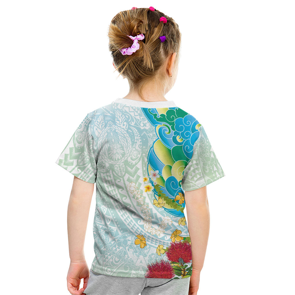 Japanese and Hawaiian Culture Fusion Kid T Shirt Irezumi with Turtles and Lei Kakau Pattern Fresh Vibe