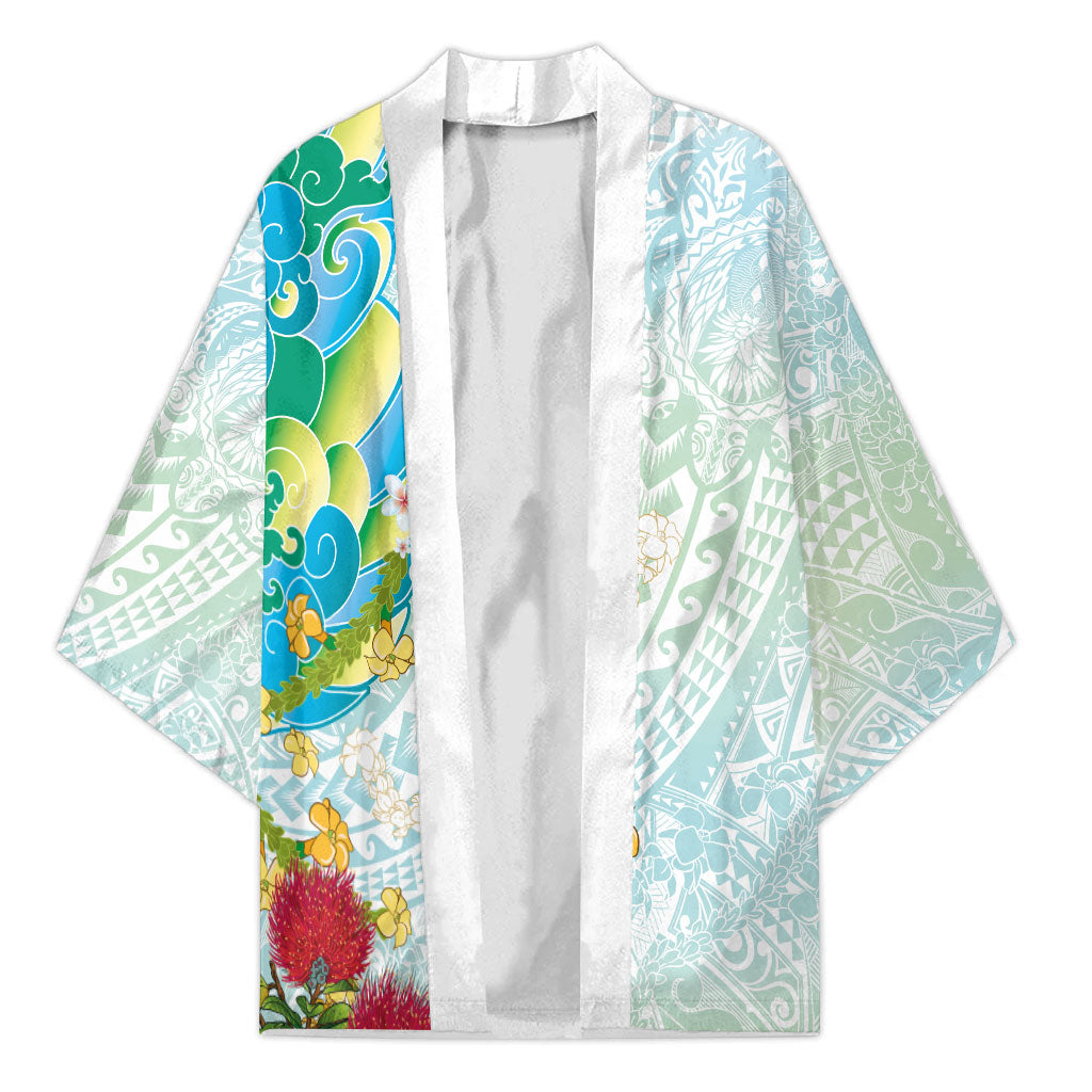 Japanese and Hawaiian Culture Fusion Kimono Irezumi with Turtles and Lei Kakau Pattern Fresh Vibe