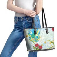 Japanese and Hawaiian Culture Fusion Leather Tote Bag Irezumi with Turtles and Lei Kakau Pattern Fresh Vibe