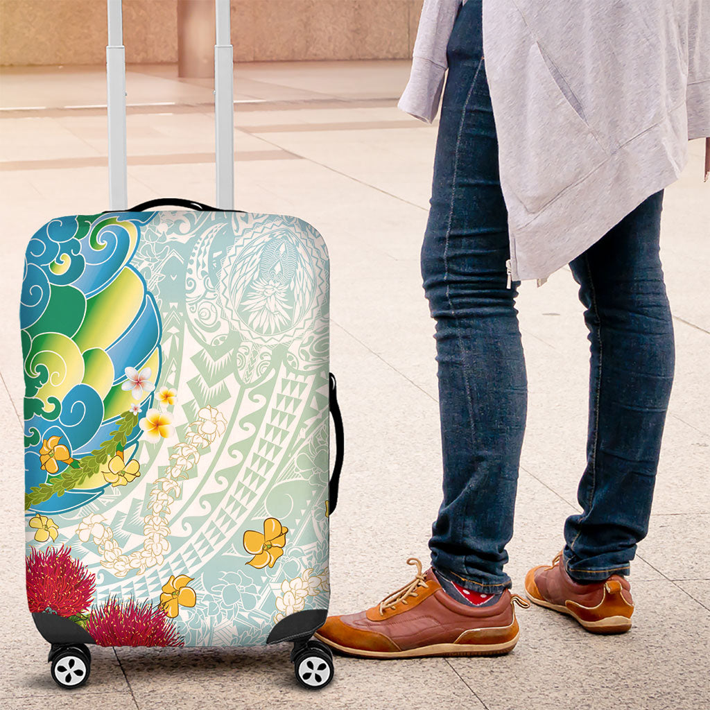 Japanese and Hawaiian Culture Fusion Luggage Cover Irezumi with Turtles and Lei Kakau Pattern Fresh Vibe