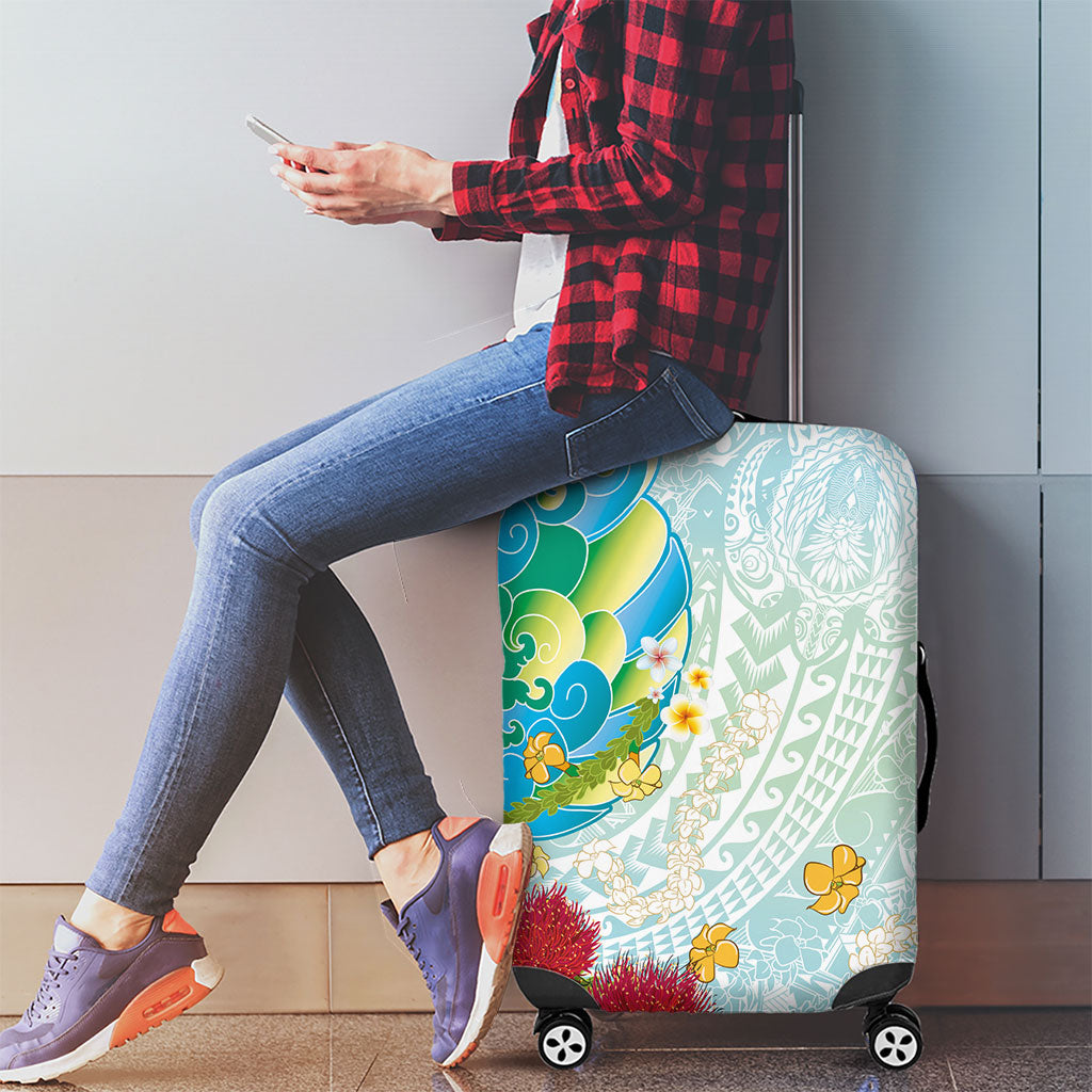 Japanese and Hawaiian Culture Fusion Luggage Cover Irezumi with Turtles and Lei Kakau Pattern Fresh Vibe