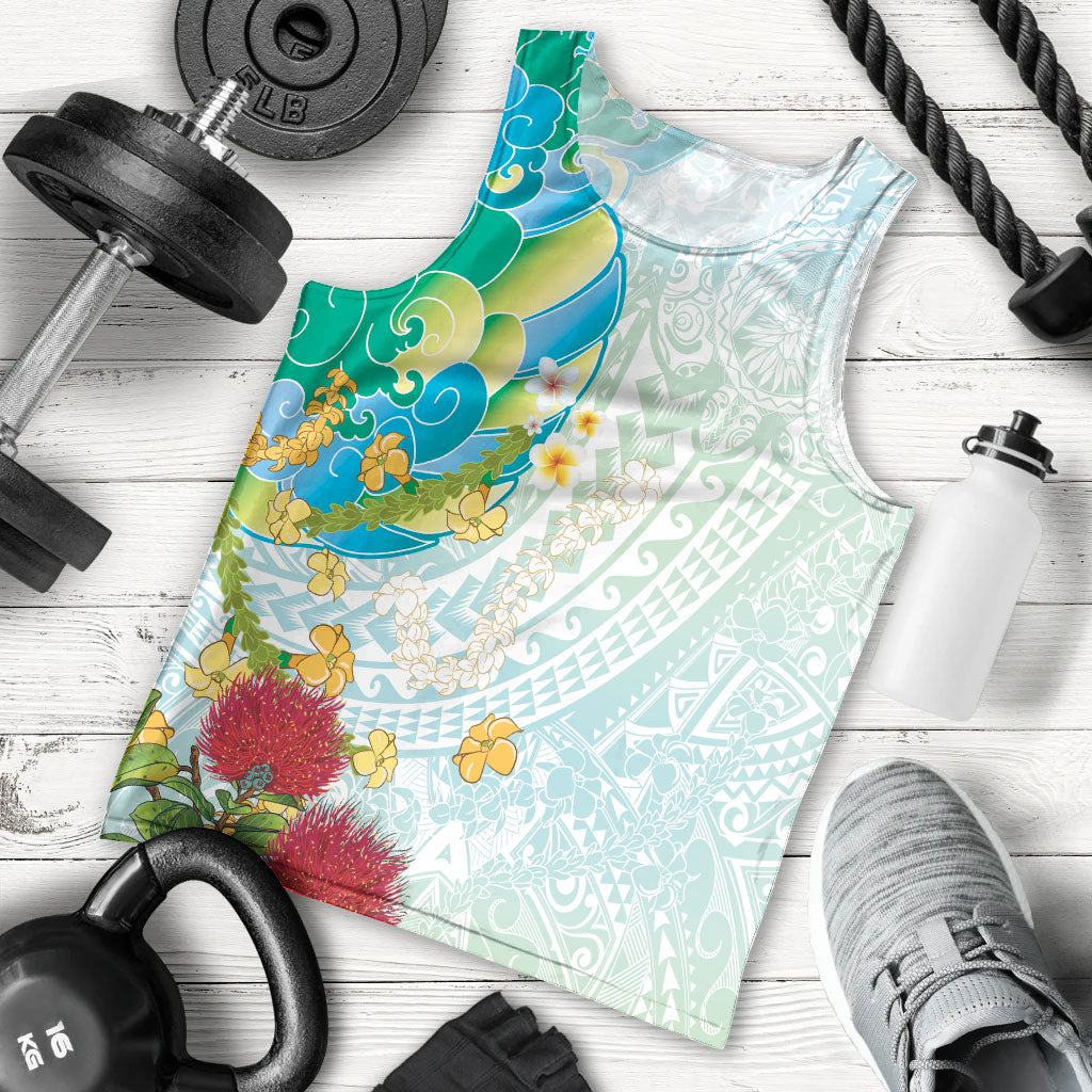 Japanese and Hawaiian Culture Fusion Men Tank Top Irezumi with Turtles and Lei Kakau Pattern Fresh Vibe