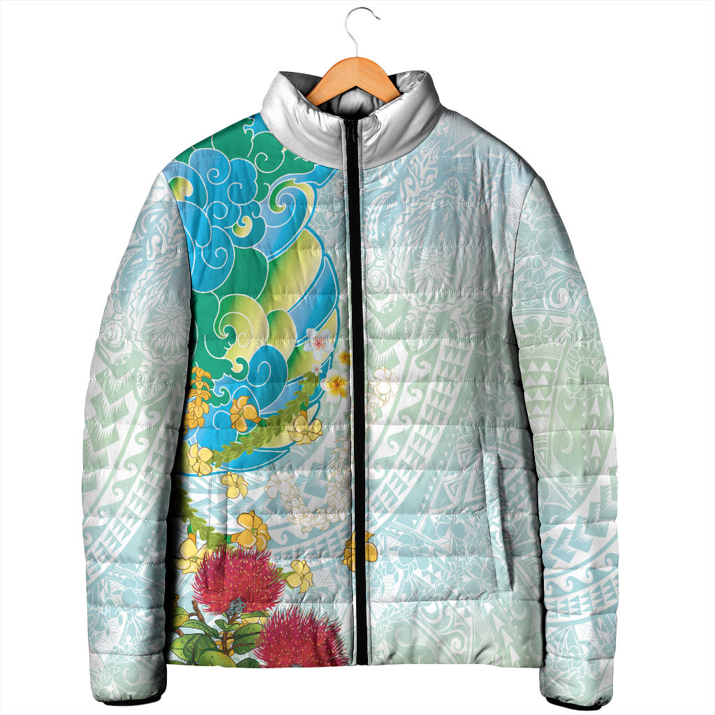 Japanese and Hawaiian Culture Fusion Padded Jacket Irezumi with Turtles and Lei Kakau Pattern Fresh Vibe