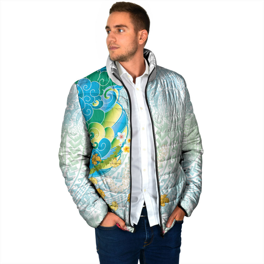 Japanese and Hawaiian Culture Fusion Padded Jacket Irezumi with Turtles and Lei Kakau Pattern Fresh Vibe
