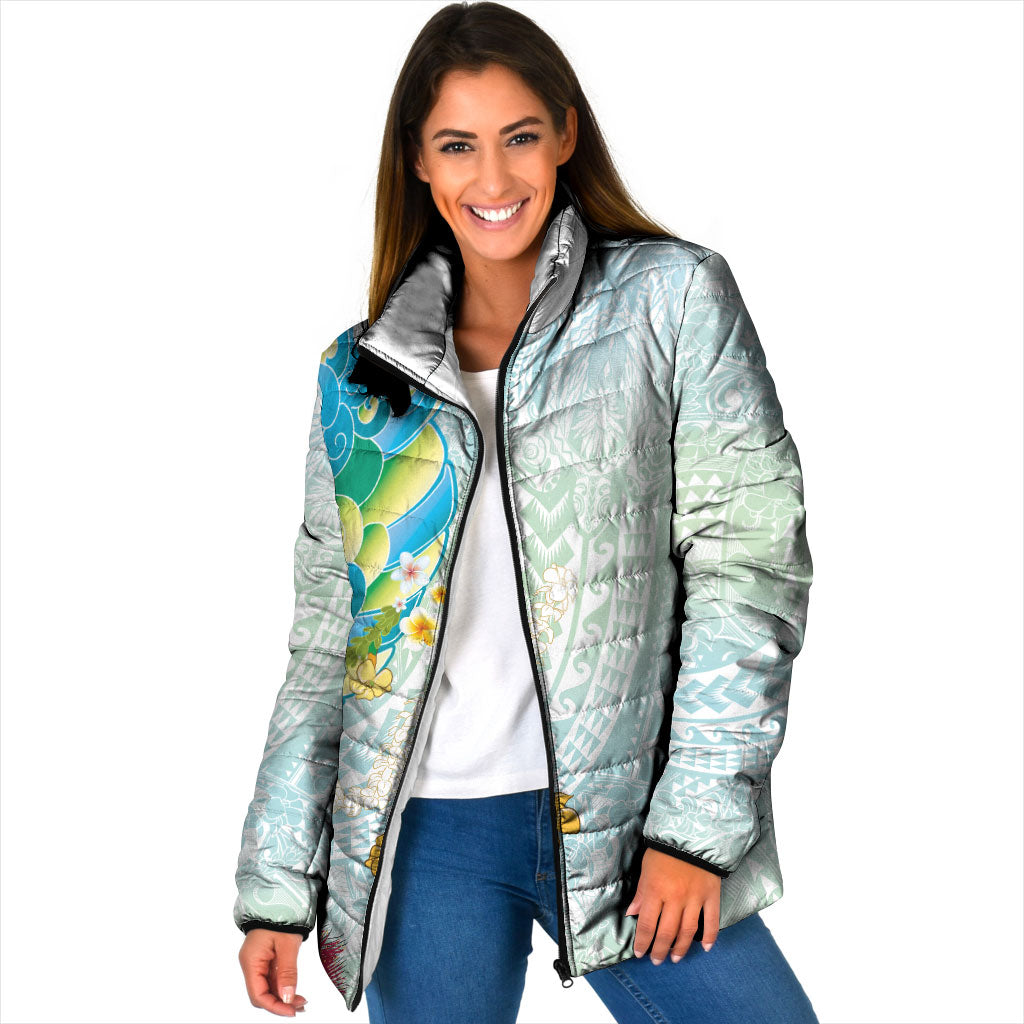 Japanese and Hawaiian Culture Fusion Padded Jacket Irezumi with Turtles and Lei Kakau Pattern Fresh Vibe