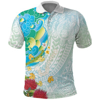 Japanese and Hawaiian Culture Fusion Polo Shirt Irezumi with Turtles and Lei Kakau Pattern Fresh Vibe