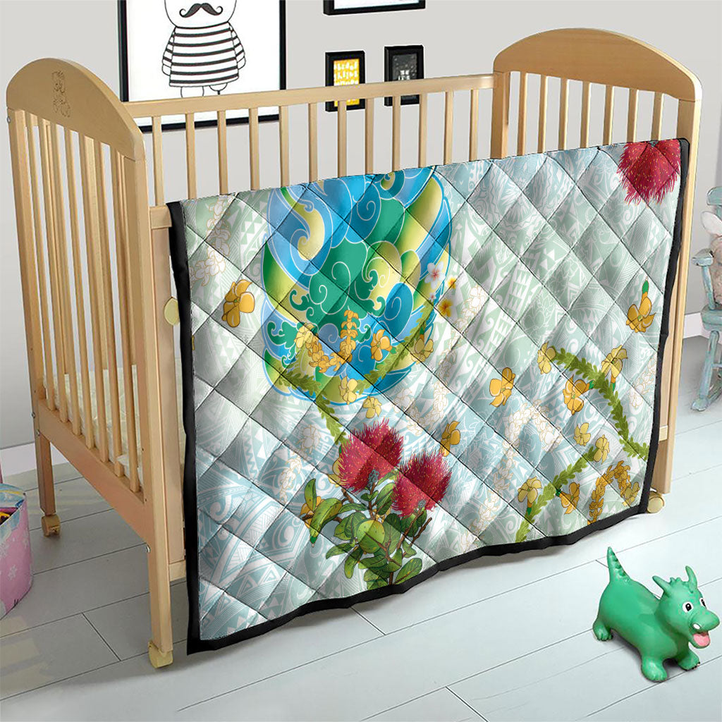 Japanese and Hawaiian Culture Fusion Quilt Irezumi with Turtles and Lei Kakau Pattern Fresh Vibe