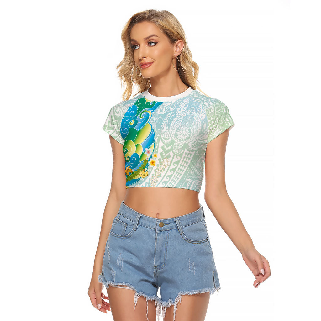 Japanese and Hawaiian Culture Fusion Raglan Cropped T Shirt Irezumi with Turtles and Lei Kakau Pattern Fresh Vibe