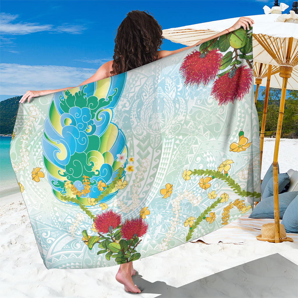 Japanese and Hawaiian Culture Fusion Sarong Irezumi with Turtles and Lei Kakau Pattern Fresh Vibe