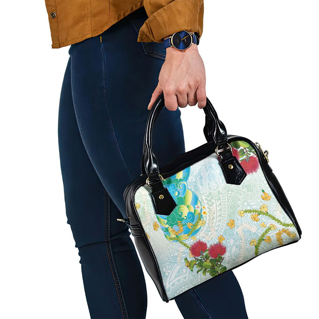 Japanese and Hawaiian Culture Fusion Shoulder Handbag Irezumi with Turtles and Lei Kakau Pattern Fresh Vibe