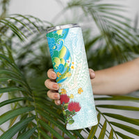 Japanese and Hawaiian Culture Fusion Skinny Tumbler Irezumi with Turtles and Lei Kakau Pattern Fresh Vibe