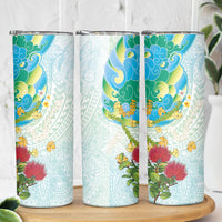Japanese and Hawaiian Culture Fusion Skinny Tumbler Irezumi with Turtles and Lei Kakau Pattern Fresh Vibe
