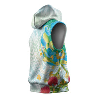 Japanese and Hawaiian Culture Fusion Sleeveless Hoodie Irezumi with Turtles and Lei Kakau Pattern Fresh Vibe