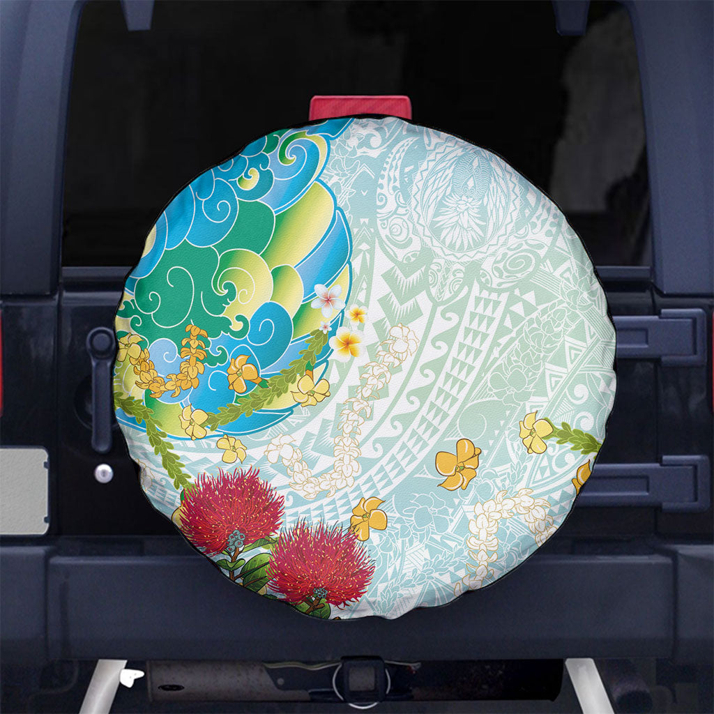 Japanese and Hawaiian Culture Fusion Spare Tire Cover Irezumi with Turtles and Lei Kakau Pattern Fresh Vibe