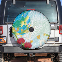 Japanese and Hawaiian Culture Fusion Spare Tire Cover Irezumi with Turtles and Lei Kakau Pattern Fresh Vibe