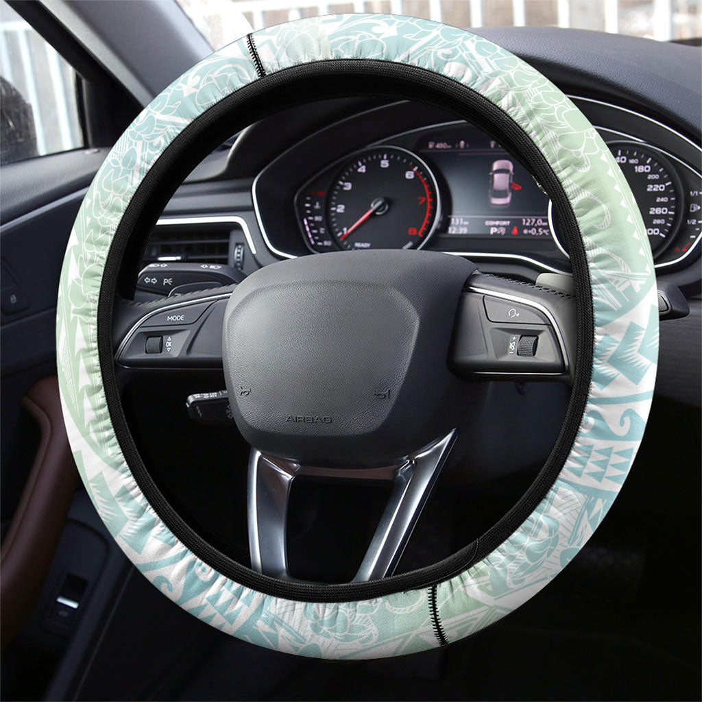 Japanese and Hawaiian Culture Fusion Steering Wheel Cover Irezumi with Turtles and Lei Kakau Pattern Fresh Vibe